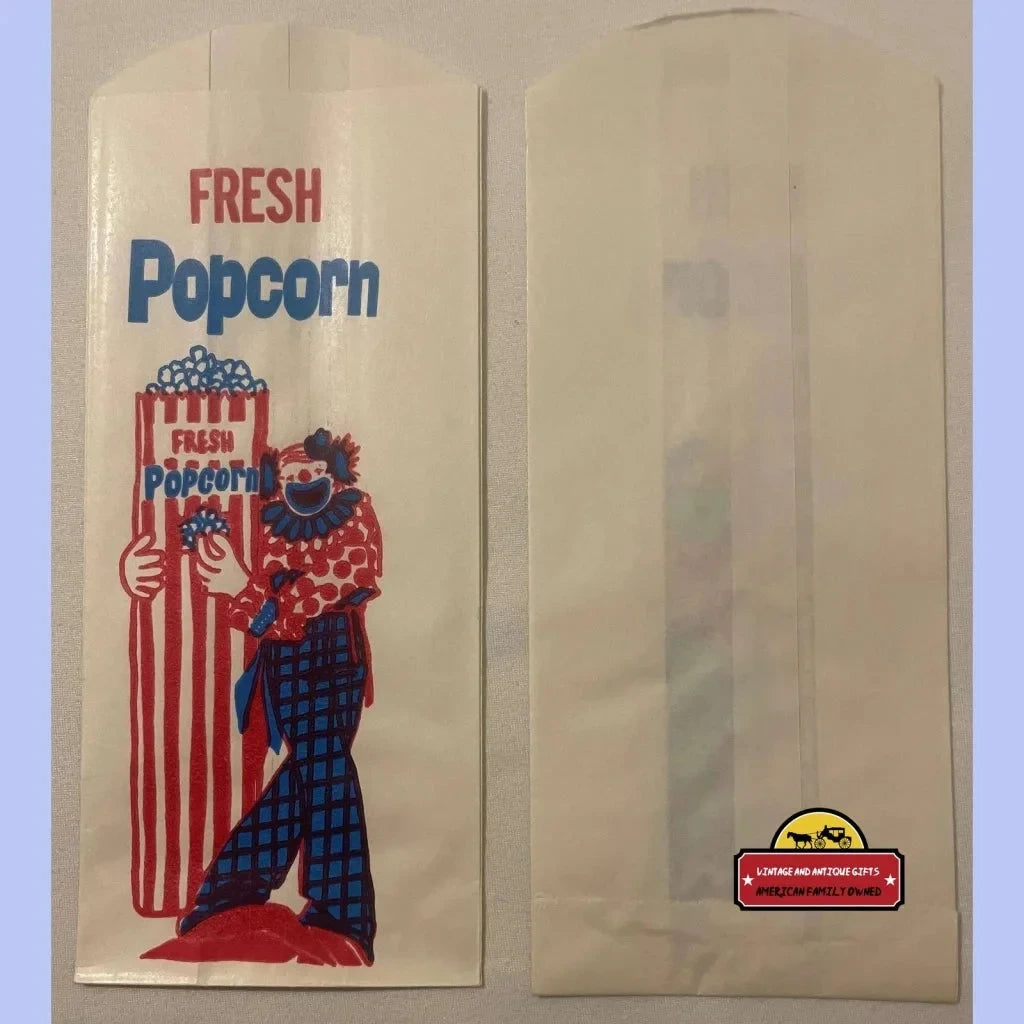 Vintage Popcorn Bag Clown Circus Red White And Blue 1940s Advertisements Antique Collectible Items | Memorabilia Bag: &