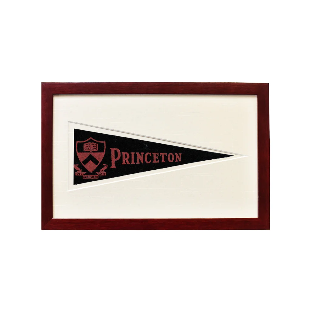 Vintage Princeton wool felt pennant in premium frame with crest