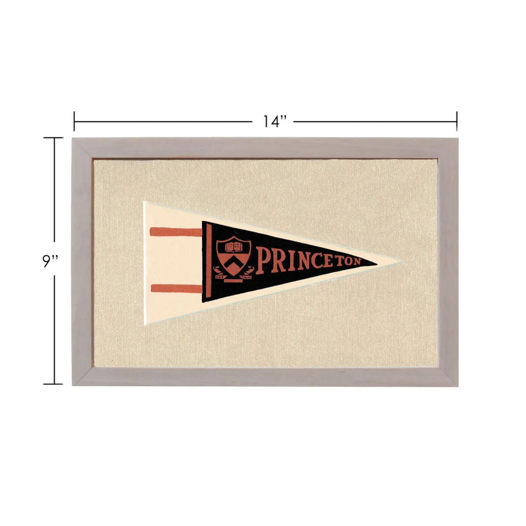 Vintage Princeton pennant framed with black cream design and red crest