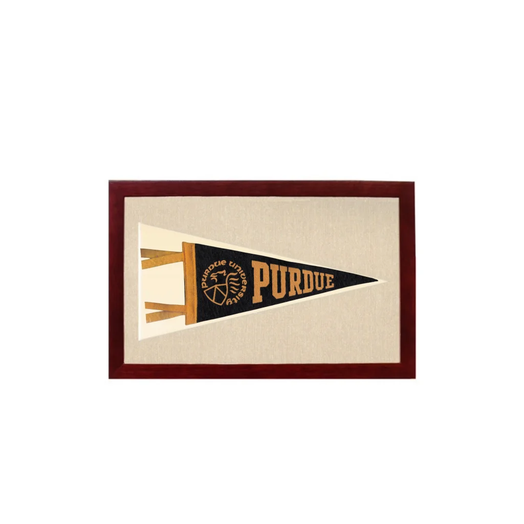 Vintage Purdue Pennant | 1950s Wool Felt Pennant Framed Display | vintageantiquesgifts.com