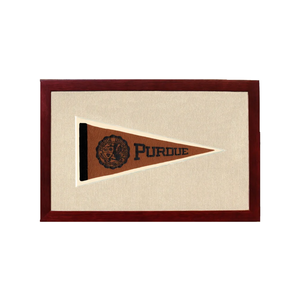 Vintage Purdue Pennant | 1950s Wool Felt Pennant Framed Display | vintageantiquesgifts.com
