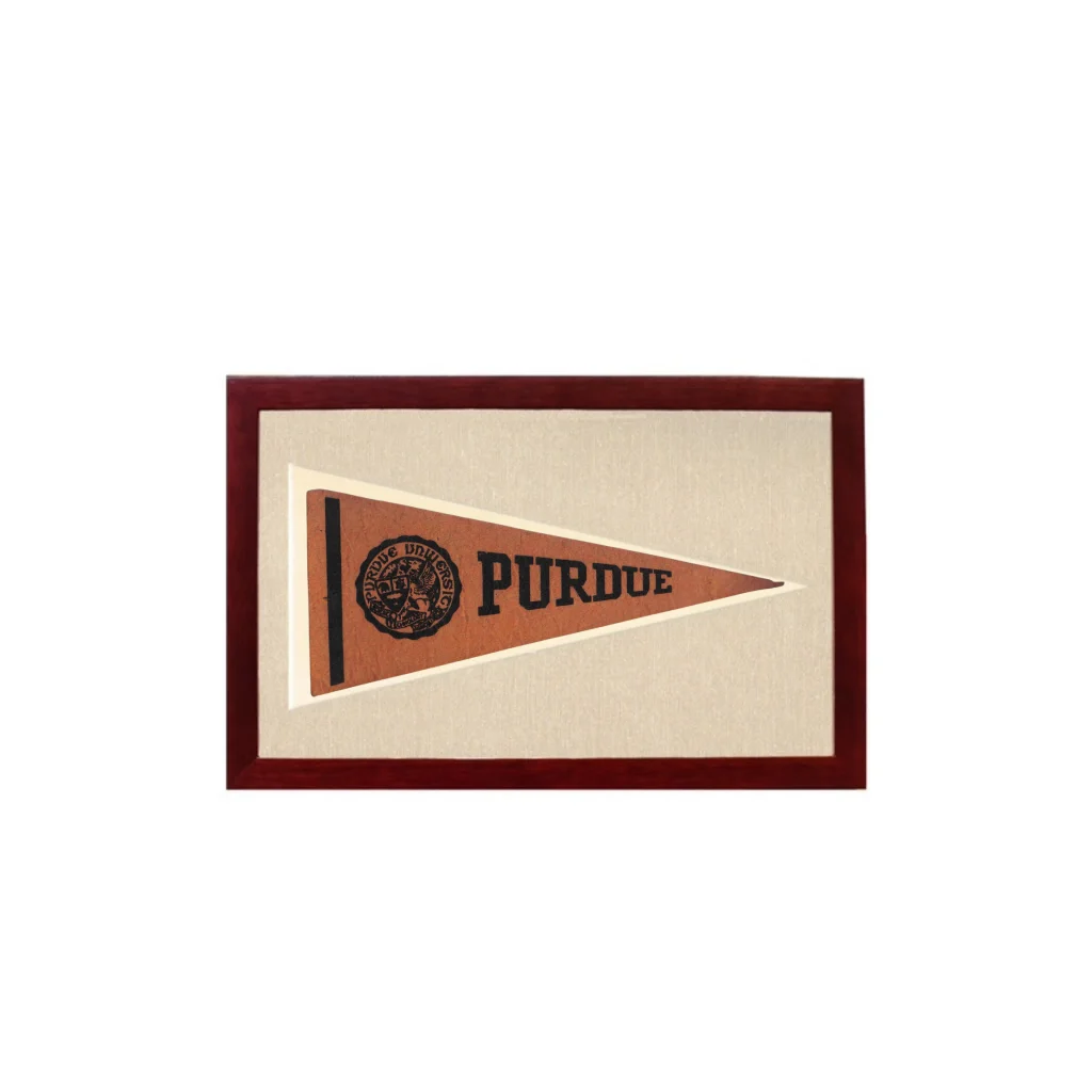 Vintage Purdue Pennant | 1950s Wool Felt Pennant Framed Display | vintageantiquesgifts.com
