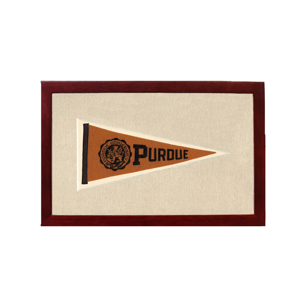 Vintage Purdue Pennant | 1950s Wool Felt Pennant Framed Display | vintageantiquesgifts.com