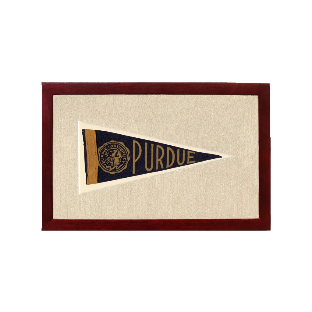 Vintage Purdue Pennant | 1950s Wool Felt Pennant Framed Display | vintageantiquesgifts.com