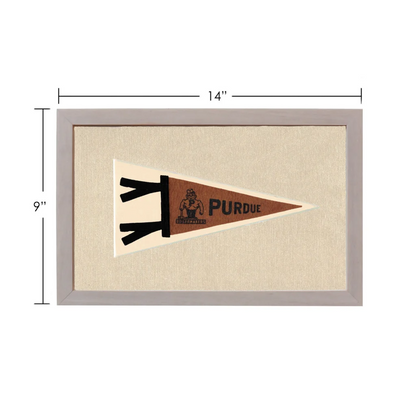 Vintage Purdue pennant with Bucky Badger in gray frame