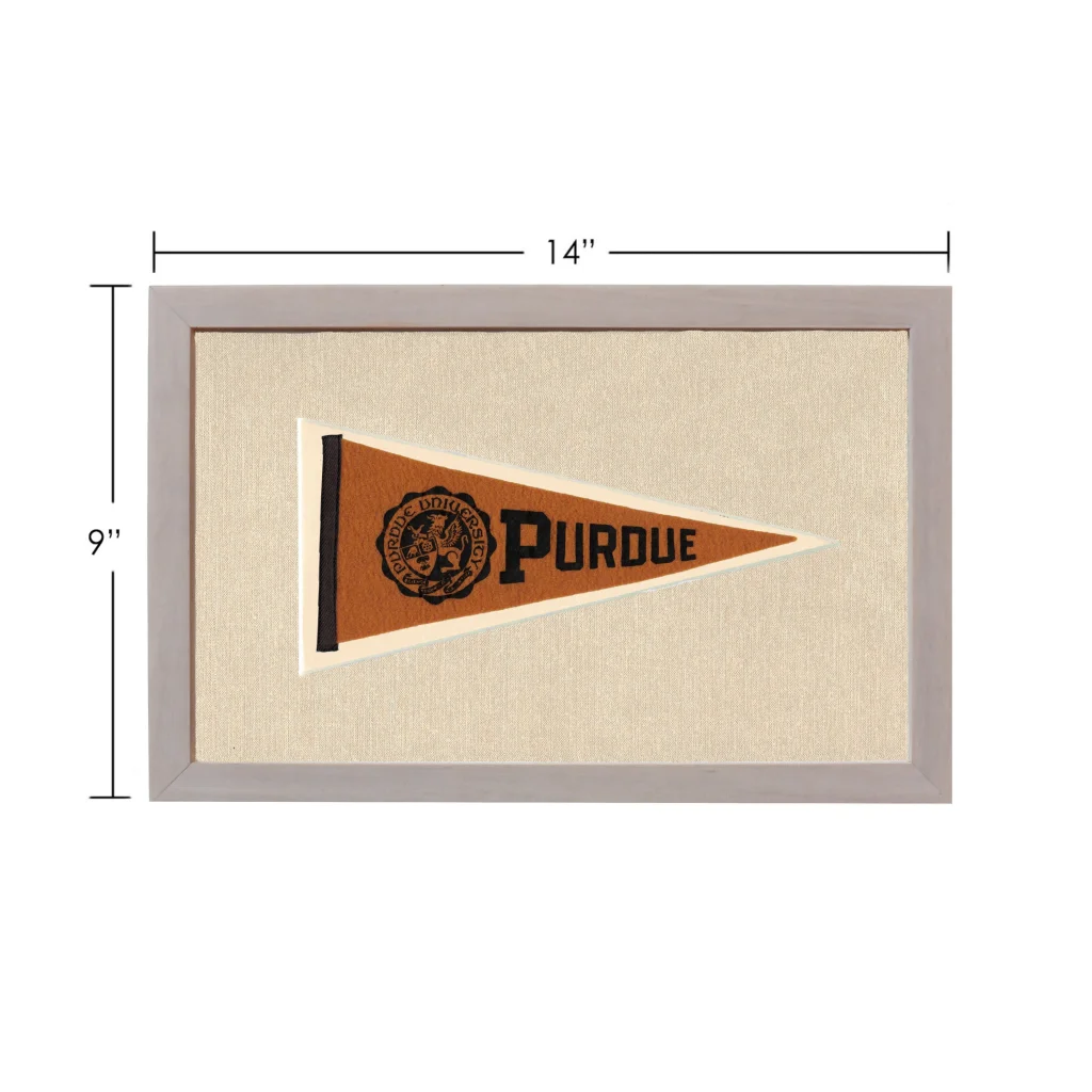 Vintage Purdue pennant in gray frame