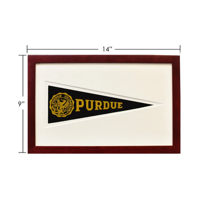 Vintage Purdue wool felt pennant in black gold frame