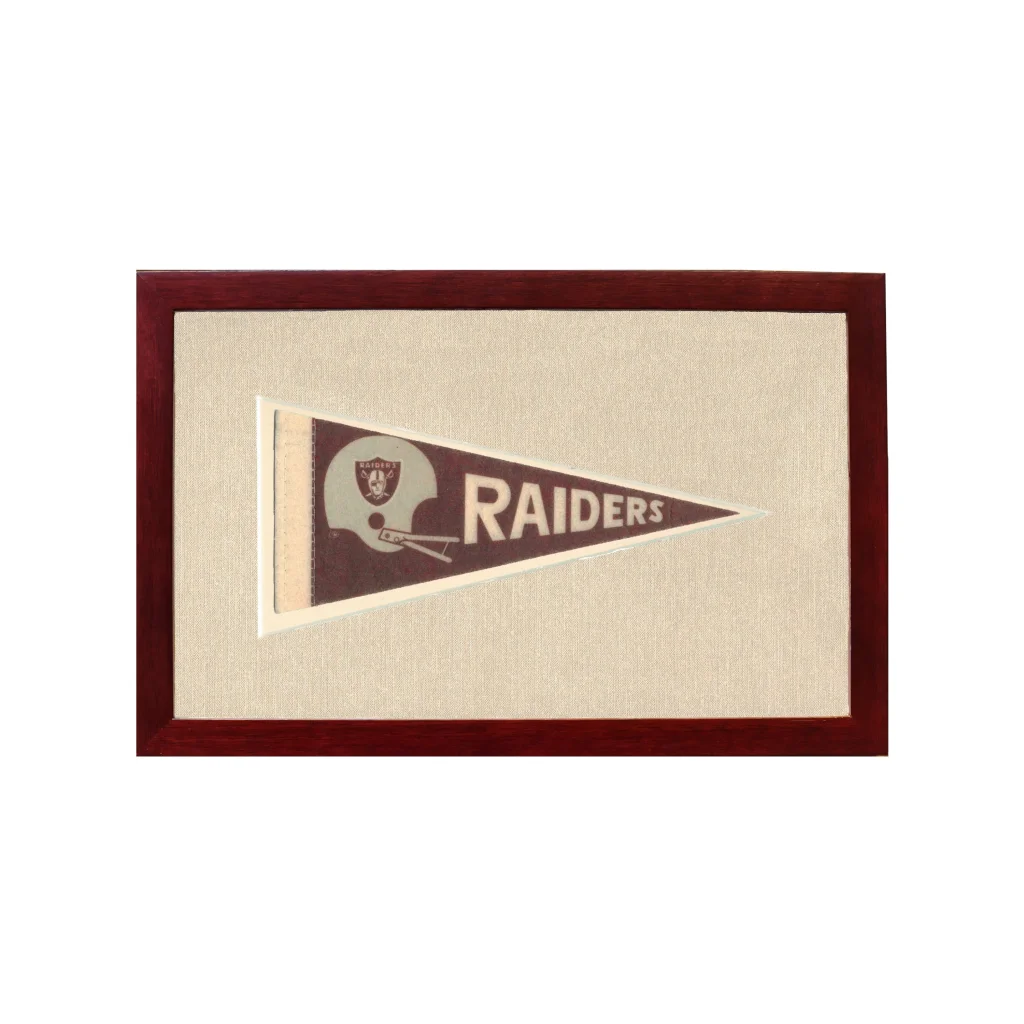 Vintage Raiders Pennant | 1950s Wool Felt Pennant Framed Display | vintageantiquesgifts.com