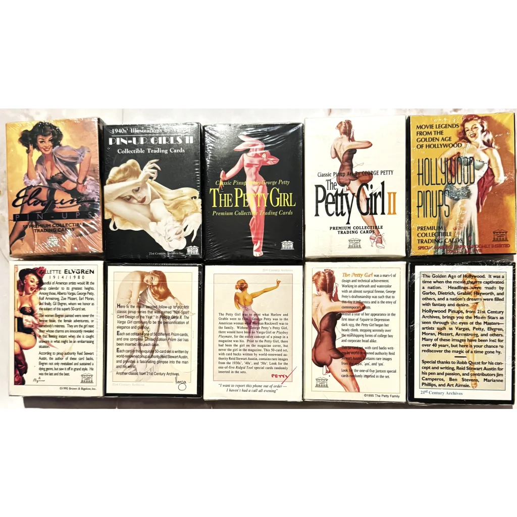 Vintage limited edition card sets showcasing pin-up women in classic Americana art style