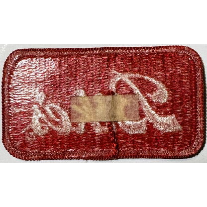 Red embroidered patch with white cursive lettering from Vintage Red Bikes product