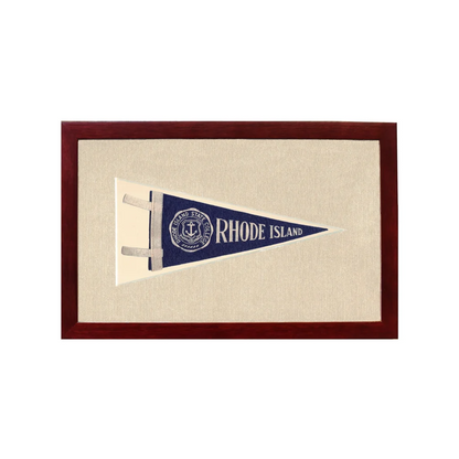 Vintage Rhode Island Pennant | 1950s Wool Felt Pennant Framed Display | vintageantiquesgifts.com