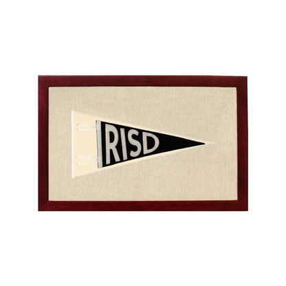 Vintage Rhode Island School of Design Pennant | 1950s Wool Felt Pennant Framed Display | vintageantiquesgifts.com