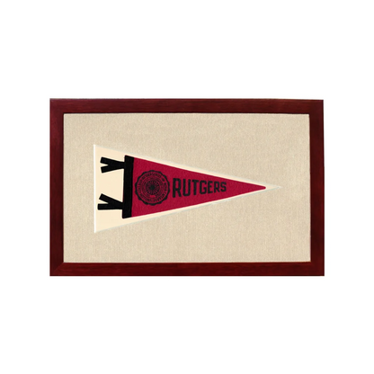 Vintage Rutgers University Pennant | 1950s Wool Felt Pennant Framed Display | vintageantiquesgifts.com
