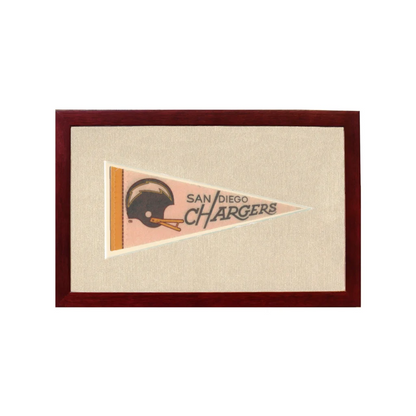 Vintage San Diego Chargers Pennant | 1950s Wool Felt Pennant Framed Display | vintageantiquesgifts.com
