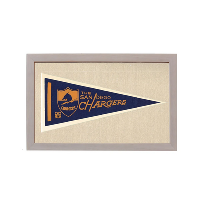 Vintage San Diego Chargers Pennant | 1950s Wool Felt Pennant Framed Display | vintageantiquesgifts.com