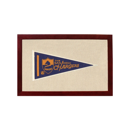 Vintage San Diego Chargers Pennant | 1950s Wool Felt Pennant Framed Display | vintageantiquesgifts.com