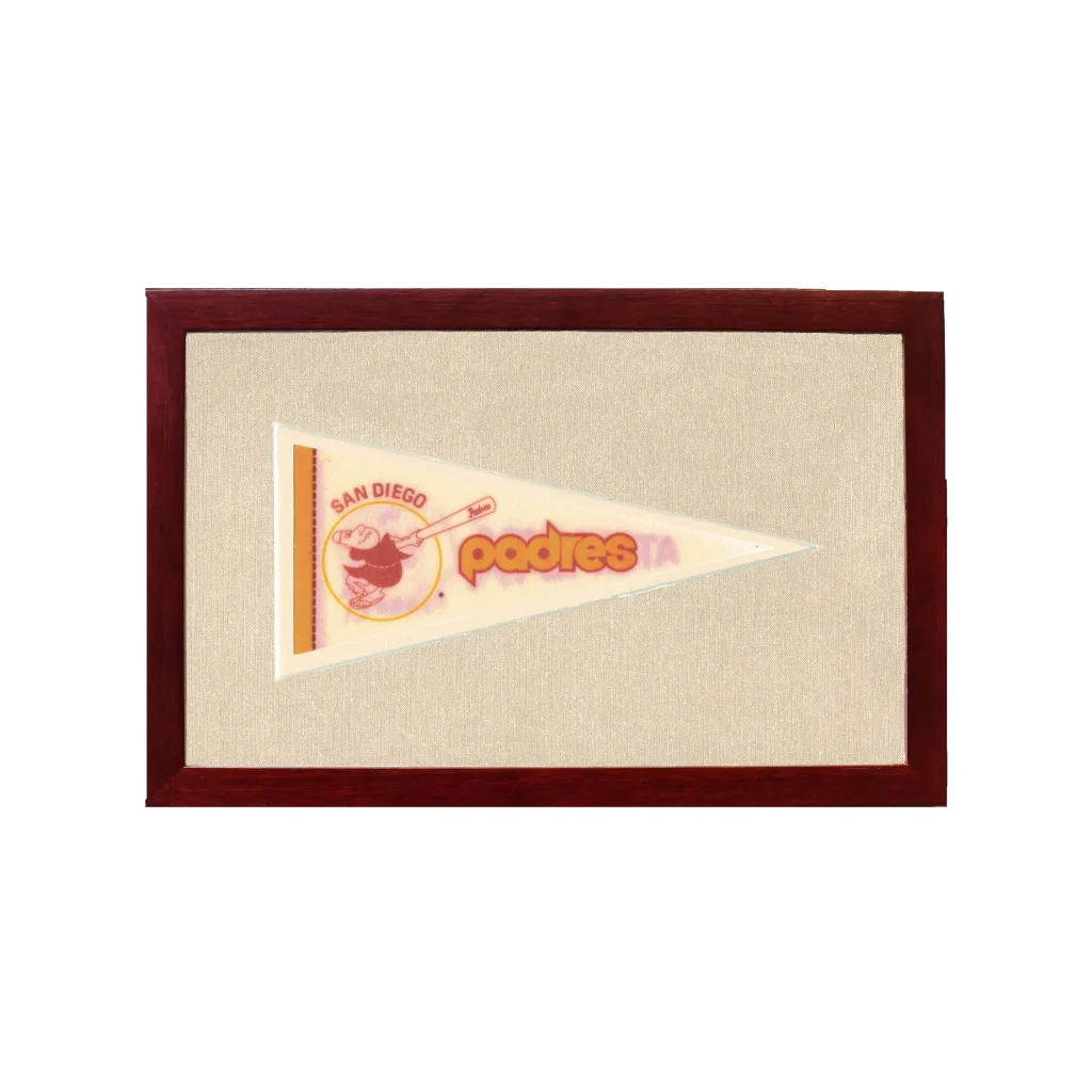 Vintage San Diego Padres Pennant | 1950s Wool Felt Pennant Framed Display | vintageantiquesgifts.com