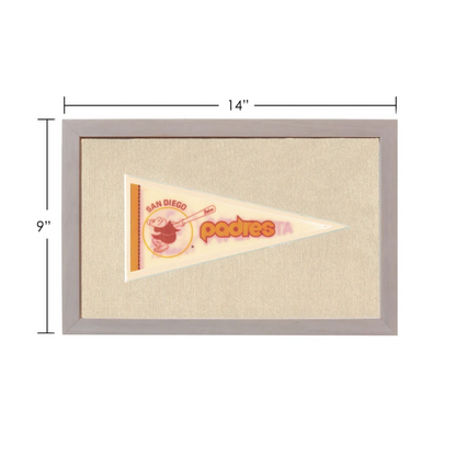 Vintage San Diego Padres pennant in cream with orange red lettering