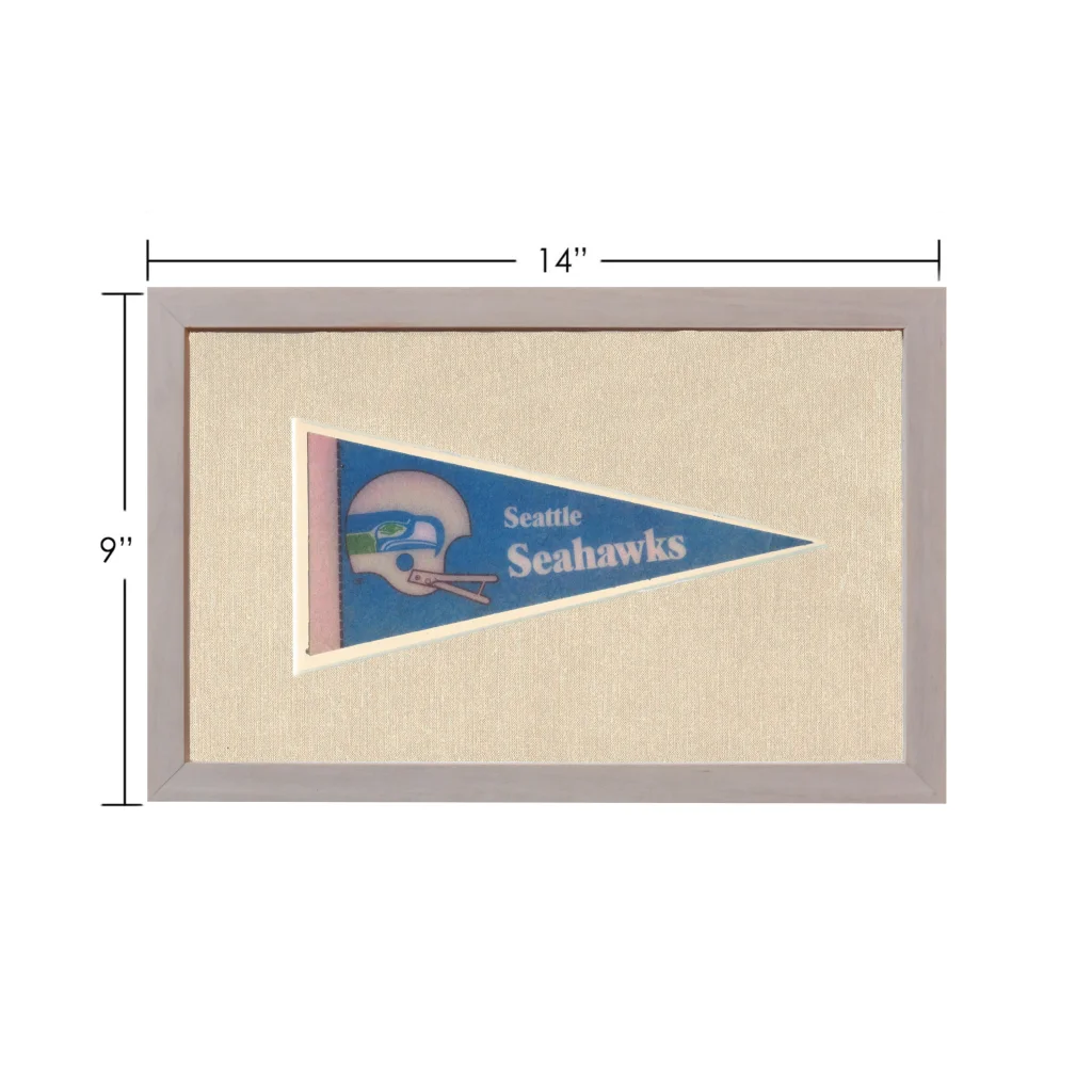 Vintage Seattle Seahawks pennant in gray frame