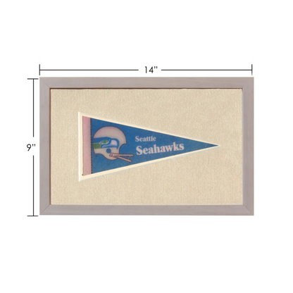 Vintage Seattle Seahawks pennant in gray frame