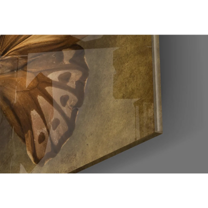 Vintage sepia butterfly canvas wall art print with intricate wings