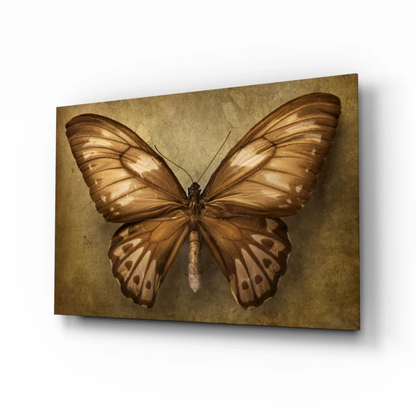 Vintage sepia butterfly canvas wall art print with intricate wings
