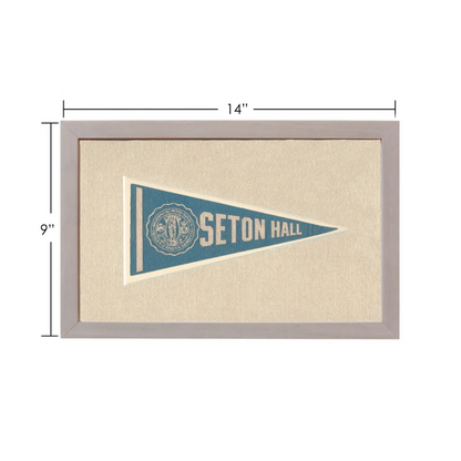 Vintage Seton Hall pennant in teal and cream with emblem