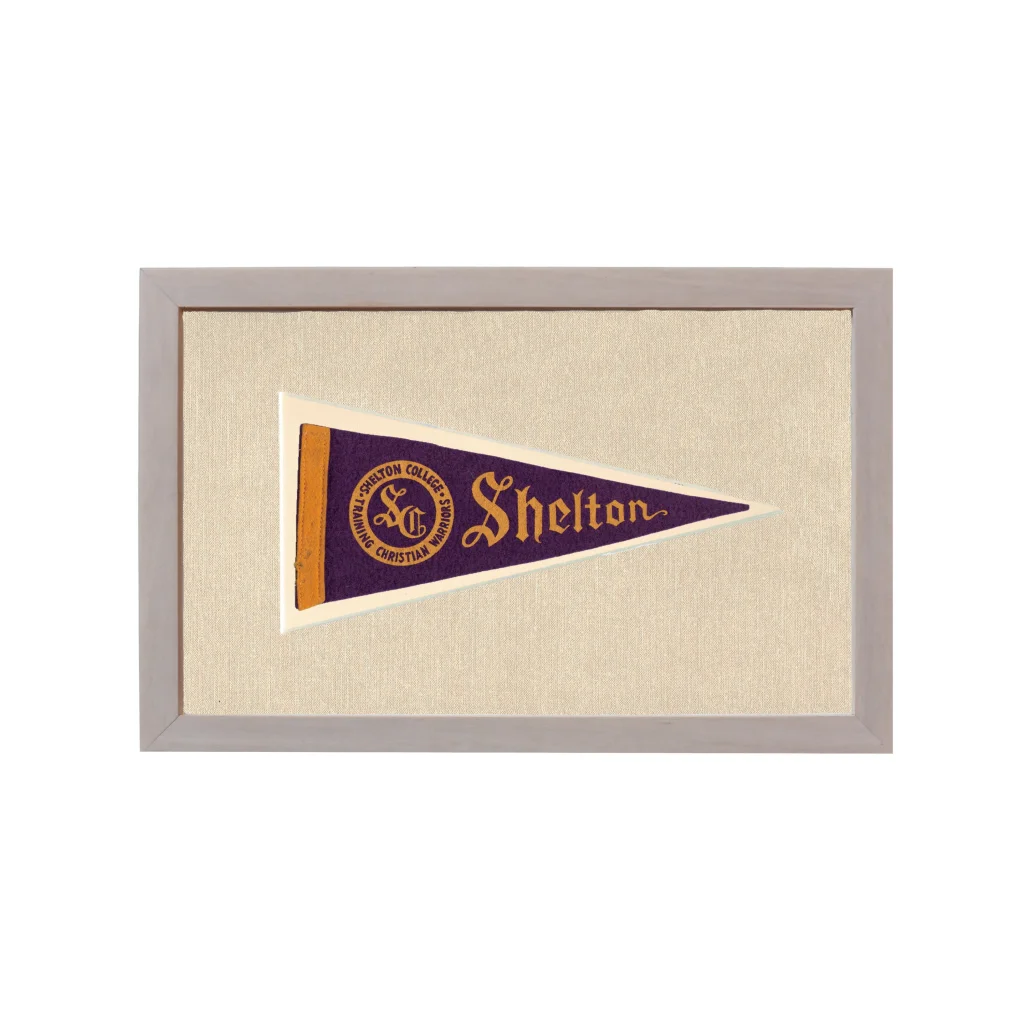 Vintage Shelton College Pennant | Rare Vintage Wool Felt Pennant Flag | vintageantiquesgifts.com