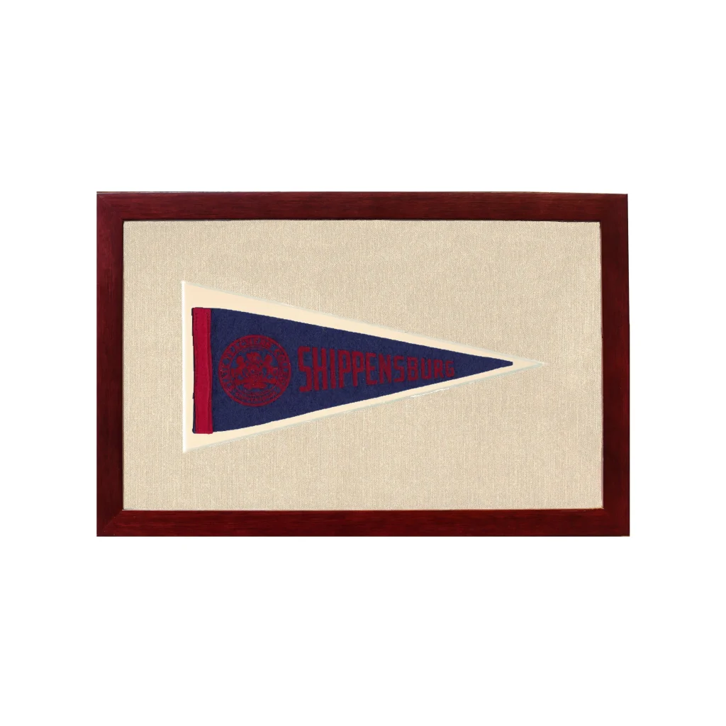 Vintage Shippensburg College Pennant | 1950s Wool Felt Pennant Framed Display | vintageantiquesgifts.com