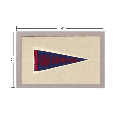 Vintage Shippensburg College pennant in navy blue and red felt
