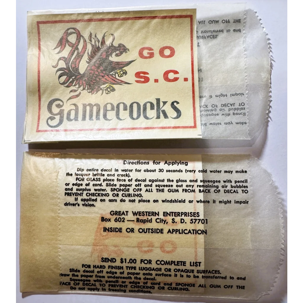 Vintage South Carolina Gamecocks decal with application tips for fans and collectors