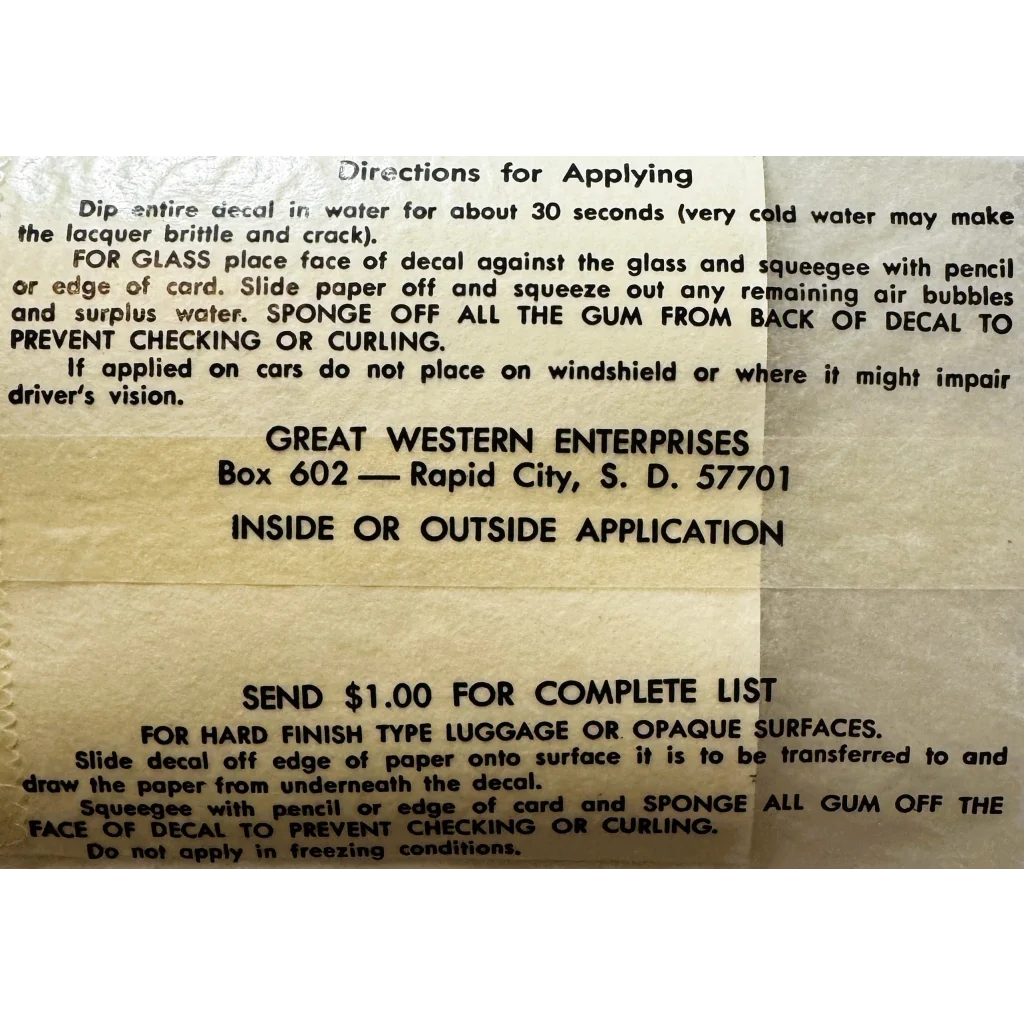 Decal application instructions for South Carolina Gamecocks vintage sticker