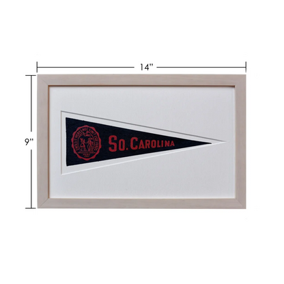 Vintage 1950s South Carolina wool felt pennant with 14-inch framed so