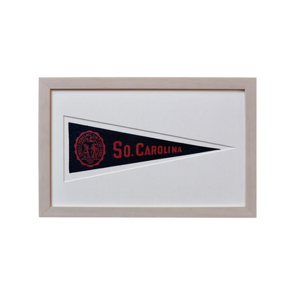 Framed vintage South Carolina wool felt pennant from 1950s