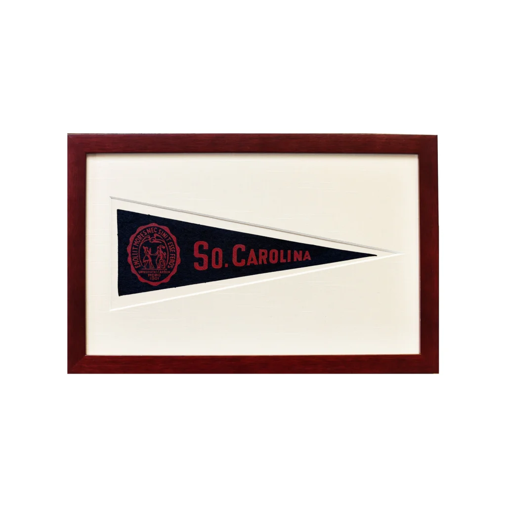 Vintage South Carolina wool felt pennant with maroon frame and so