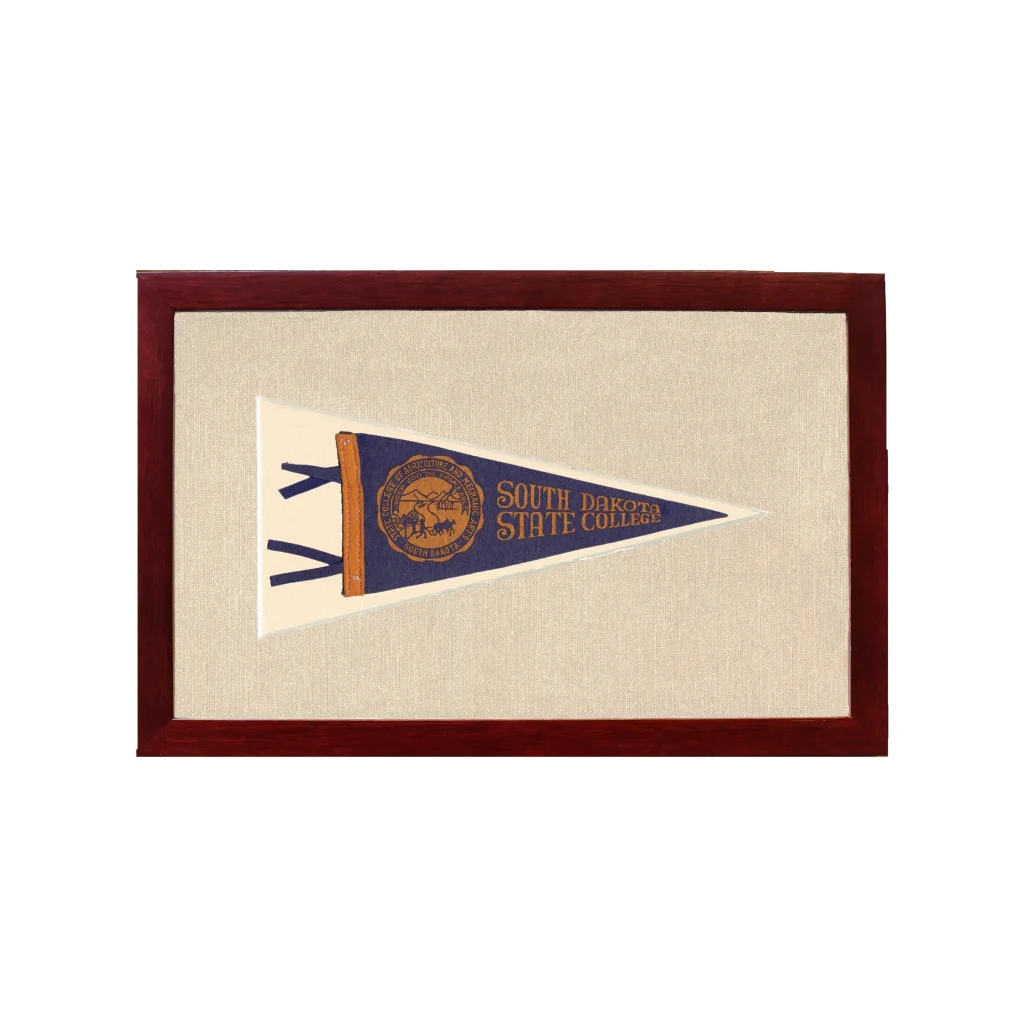 Vintage South Dakota State College Pennant | 1950s Wool Felt Pennant Framed Display | vintageantiquesgifts.com
