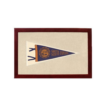 Vintage South Dakota State College Pennant | 1950s Wool Felt Pennant Framed Display | vintageantiquesgifts.com