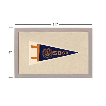Vintage South Dakota State University pennant in navy blue and gold