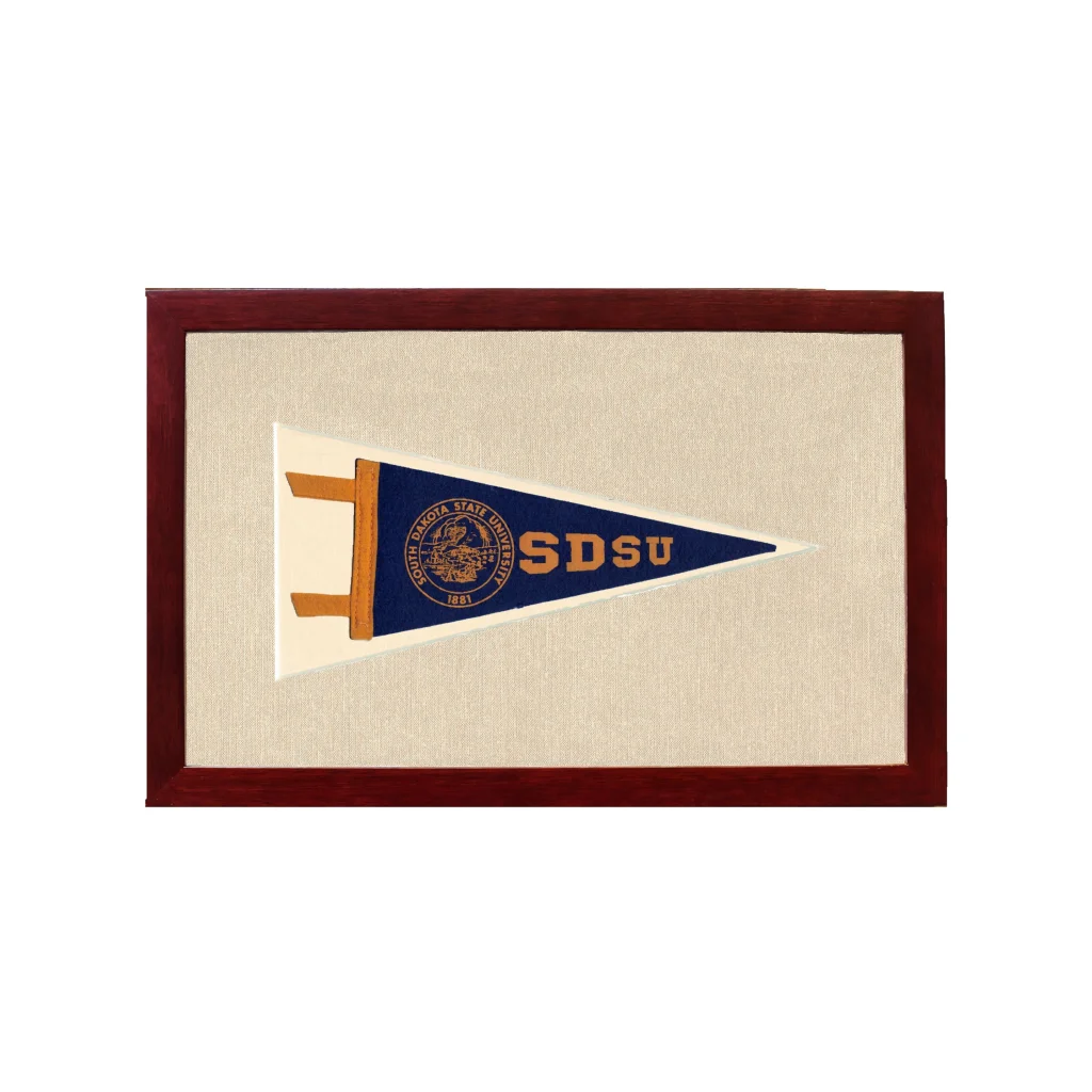 Vintage South Dakota State University Pennant | 1950s Wool Felt Pennant Framed Display | vintageantiquesgifts.com