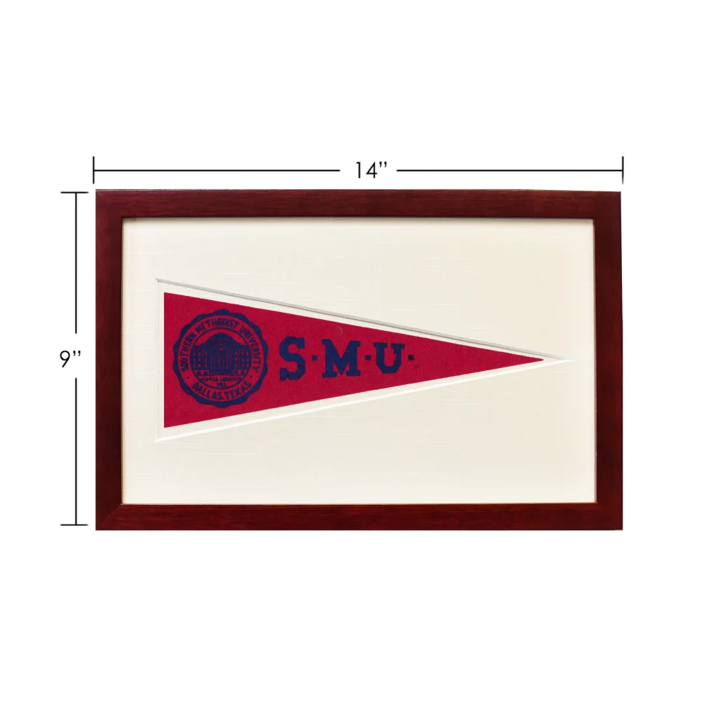 Vintage Southern Methodist University 1950s red and white pennant flag