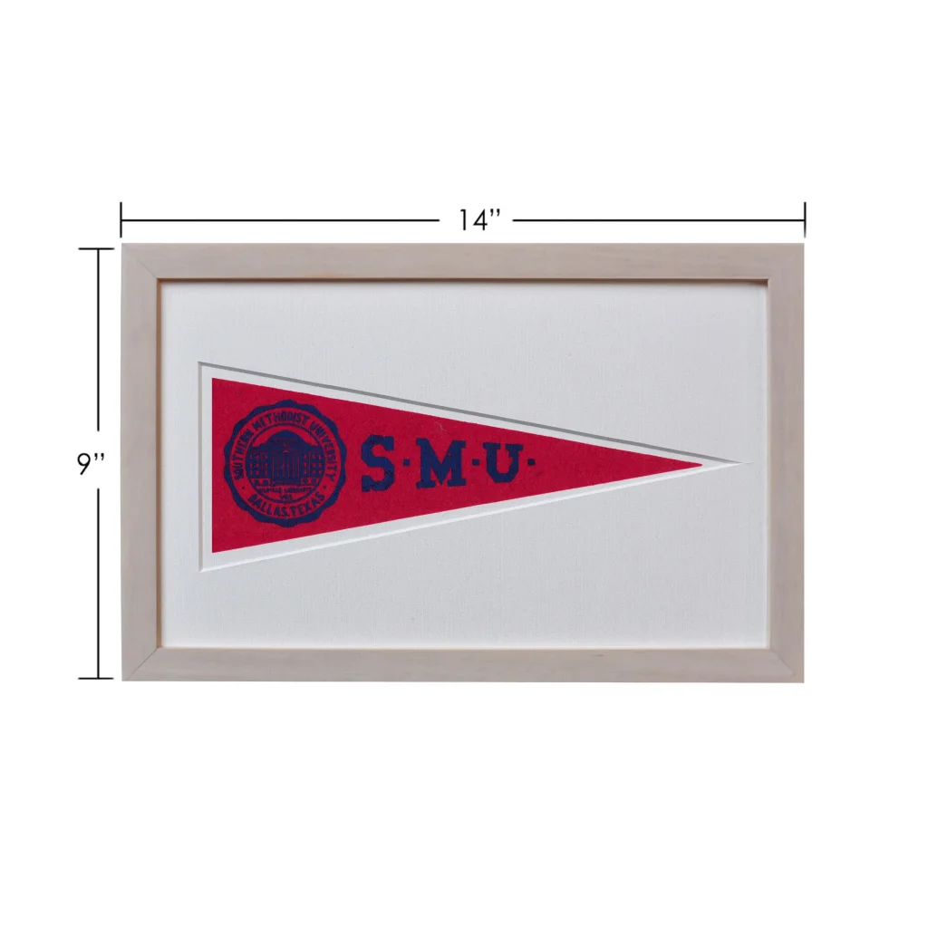 Vintage Southern Methodist University 1950s red white pennant flag