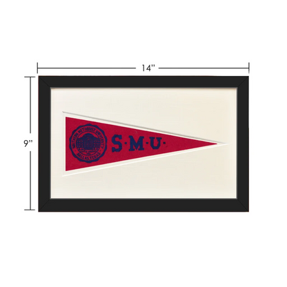 Vintage Southern Methodist University 1950s red blue pennant flag with SMU logo
