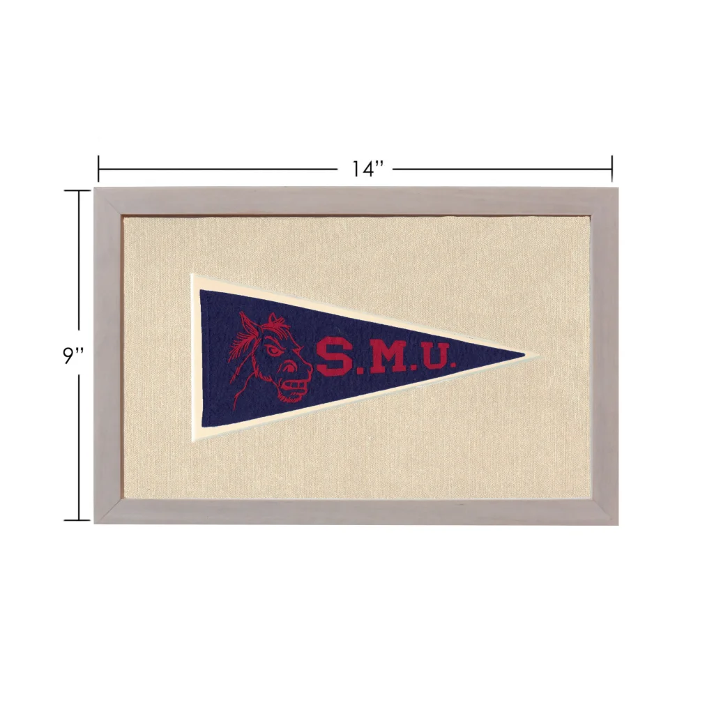 Vintage Southern Methodist University pennant with red horse head
