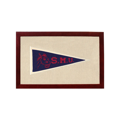 Vintage Southern Methodist University Pennant | 1950s Wool Felt Pennant Framed Display | vintageantiquesgifts.com