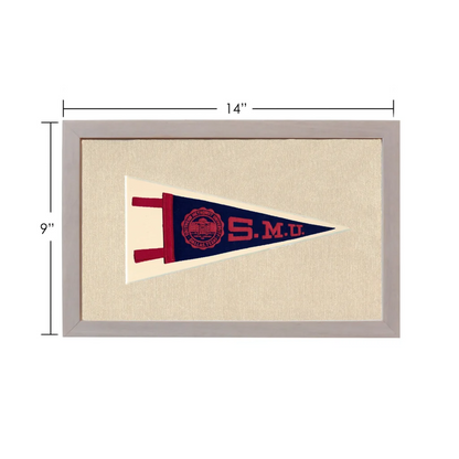 Vintage Southern Methodist University pennant in navy blue and red