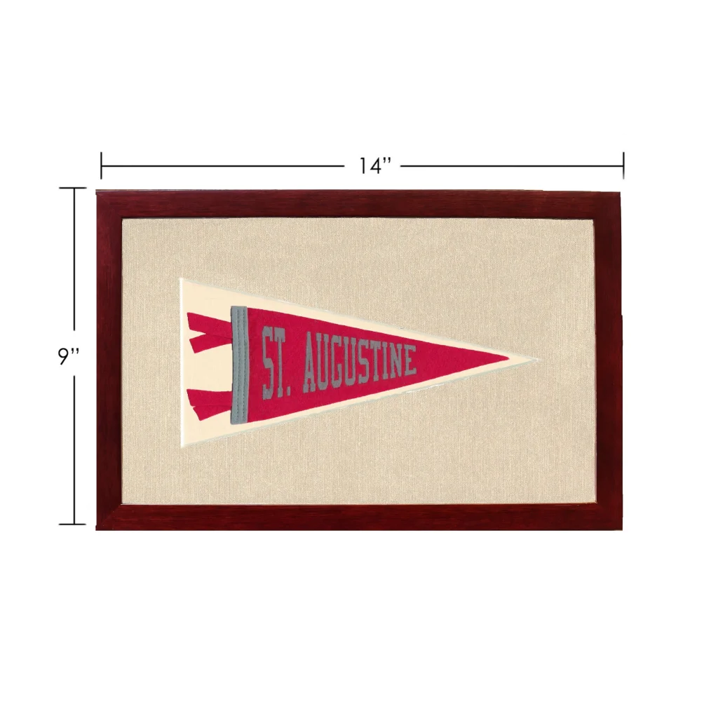 Vintage St Augustine pennant in red and cream frame