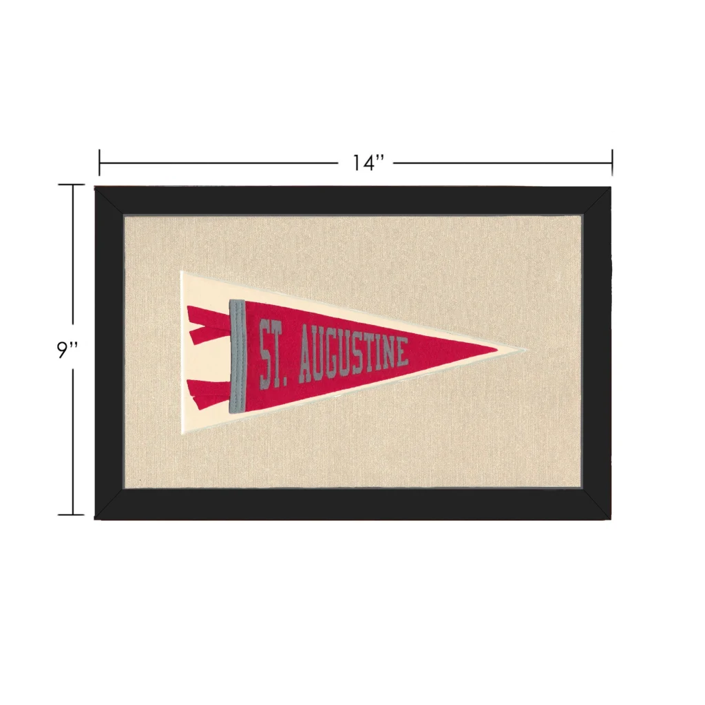 Vintage St. Augustine pennant in red and cream frame