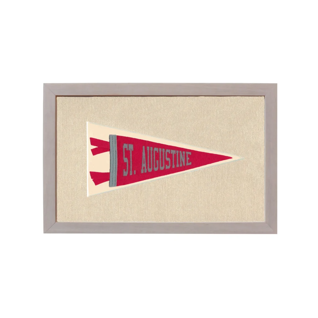 Vintage St Augustine pennant in red and gray with st embroidery