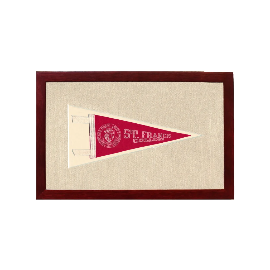 Vintage St Francis College Pennant | 1950s Wool Felt Pennant Framed Display | vintageantiquesgifts.com