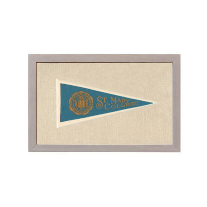 Framed vintage St Mary College pennant display